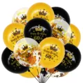 12 inch 60th birthday balloon set black and gold crown confetti party decoration balloons - 60th Birthday Gold Sequined Balloon Set