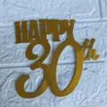 Gold glitter 30th birthday cake topper, premium paper party decoration supplies. - 30th Birthday Gold