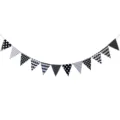 Black and white paper triangle bunting garland for birthday party and wedding decoration. - Black and White Polka Dot Pennant Banners