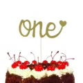 Glitter gold one cake topper for 1st birthday party celebration cake decoration supplies. - "One" Cake Topper