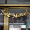 Gold glitter Just Married banner wedding party hanging decoration sign backdrop photo prop - New Connected Gold "Just" Banners