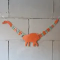 Dinosaur Birthday Banner Party Decorations Cute Green Orange Paper Dinosaur Hanging Garland - Orange Dinosaur