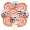 12 inch rose gold crown balloon set 10 pack confetti latex balloons for birthday party decor - 50th Birthday Rose Gold Balloon Set