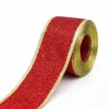 Rotes Glitzerband mit metallischem Golddrahtrand für Geschenkverpackung, Schleifen und Deko. - 10m / Rot