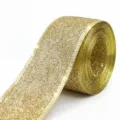 Goldene Glitzerband Rolle mit metallischen Drahtkanten fur Geschenkverpackung und Deko. - 10m / Gold