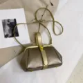 Metallische litchi textuur beugel handtas, veelzijdige stijlvolle schoudertas voor dames. - Goud