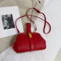 Rode schoudertas met litschi patroon, stijlvolle en trendy handtas voor dagelijks gebruik. - Rood