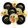 12 inch crown balloon set 10pcs latex confetti balloons for birthday party decoration - Crown Birthday Black & Gold Balloon Kit