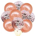 Set de 12 pouces ballons d'anniversaire or rose avec confettis latex pour fête déco - Ensemble de ballons 18ème anniversaire or rose
