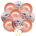 Set de 12 pouces ballons confettis or rose avec couronne et 21e anniversaire fête. - Ensemble de ballons 21ème anniversaire or rose