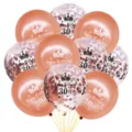 Lot de 12 pouces ballons latex confettis or rose couronne pour déco fête 30 ans - Ensemble de Ballons Or Rose 30e Anniversaire