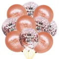 Set de 12 pouces ballons d'anniversaire couronne or rose 10 pcs confettis fête déco - Ensemble de ballons 40ème anniversaire or rose