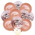 12 Inch Crown Balloon Set Rose Gold Confetti Latex Balloons for Birthday Party Decor - Crown Birthday Rose Gold Balloon Set