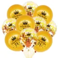 12-inch crown balloon set, 10-piece latex and confetti balloons for birthday party decor. - 21st Birthday Gold Balloon Set