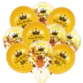 12-inch gold crown birthday balloons set with confetti latex balloons for 40th party decor - 40th Birthday Gold Balloon Set