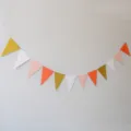 Colorful triangular pennant banner for birthday party decorations and festive indoor wall hanging. - Glitter Gold, Orange, Pink & White Pennant Banner