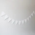 White triangular bunting banner for party decoration, birthday garland, hanging flag decor. - White Pennant Banner