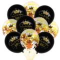 12 inch crown latex balloons set 40th birthday party confetti decorations black gold balloons - 40th Birthday Black & Gold Balloon Set
