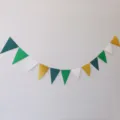 Green white gold glitter triangular pennant banner flag for birthday party decor celebration. - Glitter Gold, White, Dark Green & Hunter Green Pennant Banner