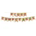 Ισπανικό banner γενεθλίων Feliz Cumpleanos, ολογραφικές σημαίες χελιδόνι για πάρτι διακόσμηση. - Χρυσό πολύχρωμο πανό στα ισπανικά