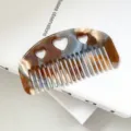 Retro acetate hair comb with hollow heart design, elegant compact vintage hair styling tool for women. - Size: approx. 8.8cm*4.8cm, 4mm / 4# Blue Brown