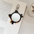 Kompakter Schildpatt Katzen Spiegel Schlüsselanhänger, süßer Acetat Taschen Make-up Spiegel. - Schildpatt