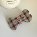 Plaid bone hair clip sweet cool style duckbill clip cute hair accessory for women daily wear - Blue Brown Plaid Bone