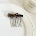 Korean style leopard print bow acetate hair comb detail view for women's elegant daily styling. - 6# Leopard