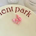 Pink acetate butterfly hair claw clip for sweet daily styling and side fringe decoration. - S / Pink White