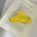 Elegant large yellow hair claw clip with crystal flower detail for women and girls daily styling. - Yellow Rhinestone Flower (Claw Clip)