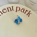 Blue acetate butterfly hair claw clip sweet fresh style side clip hair accessories for women - S / Blue & White