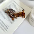 Pinza de pelo de salchicha carey lindo animal acetato pinza de tiburón accesorios para el cabello - 5# Estaspado de Leopardo Teckel