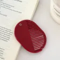 Retro oval folding mirror comb portable acetate pocket hair comb for daily makeup use - Approx 7.8cm*5.7cm / Red Marble