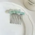 Mint green bow acetate hair comb elegant ladies hair styling insert comb accessory - Blue