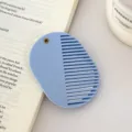 Portable folding comb mirror, vintage oval pocket makeup brush for daily travel use. - Approx 7.8cm*5.7cm / Blue