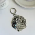 Portable mini acetate shell comb keychain, pearlescent marble bag pendant for women daily use. - Approx. 6.4cm*6.4cm / Black and Gray