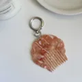 Portable mini acetate shell comb keychain pearly marble pattern bag pendant detail view - Approx. 6.4cm*6.4cm / Orange