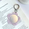 Acetat Blumen Schlüsselanhänger mit Make-up Spiegel, retro Schildpatt Taschenanhänger. - Größe Ca. 5.9cm*5.9cm 15g / 1# Taropink