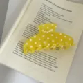 Yellow polka dot hair claw clip, cute resin large hair catcher for women daily styling. - Yellow Polka Dot (Claw Clip)
