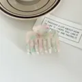 Korean acetate hair claw clip, pink and green marbled medium shark clip for women and girls. - Pink and Green
