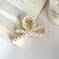 Elegante molletta per capelli a pois crema fiocco fermaglio acconciatura donna - Circa 11cm / Bianco avorio