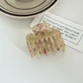 Medium acetate hair claw clip with pink and green marble pattern for stylish daily hairstyles. - Apricot Green