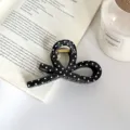 Grande molletta per capelli a pois nera fiocco elegante accessorio donna pinza squalo - Circa 11cm / Nero