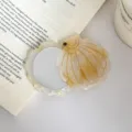 Korean fresh shell folding makeup mirror, exquisite acetate portable touch-up mirror for use. - Style 2 / 1 Piece (Approx. 6.5cm) / Phantom Yellow