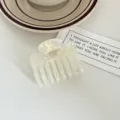 Pearl white acetate hair claw clip medium double-row shark clip elegant hair accessory. - Mermaid White