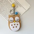 Simpatico portachiavi specchio trucco gufo cartone animato, ciondolo borsa luminoso. - Arancione