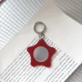 Red star makeup mirror keychain cute portable pocket mirror bag pendant for women and girls - Red