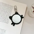 Niedlicher schwarzer Katzen-Spiegel-Schluesselanhaenger, tragbarer Make-up-Taschenanhaenger - 5# Schwarz