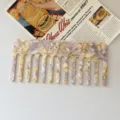 Wide tooth acetate hair comb with stylish marble pattern for daily hair styling use. - 7# Beige-Purple