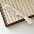 White marbled acetate hair comb portable anti-static round teeth styling hair accessory - Thickness Style / Jade White